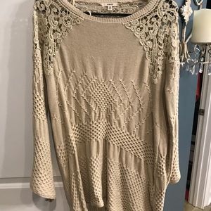 Beige embroidery detail sweater